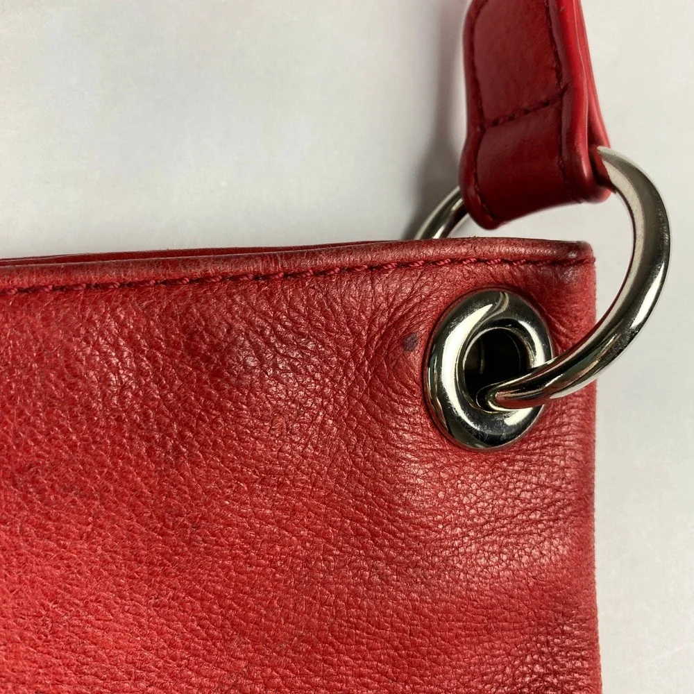 J.Jill Leather Purse Red Crossbody Hobo Bag - Flawed